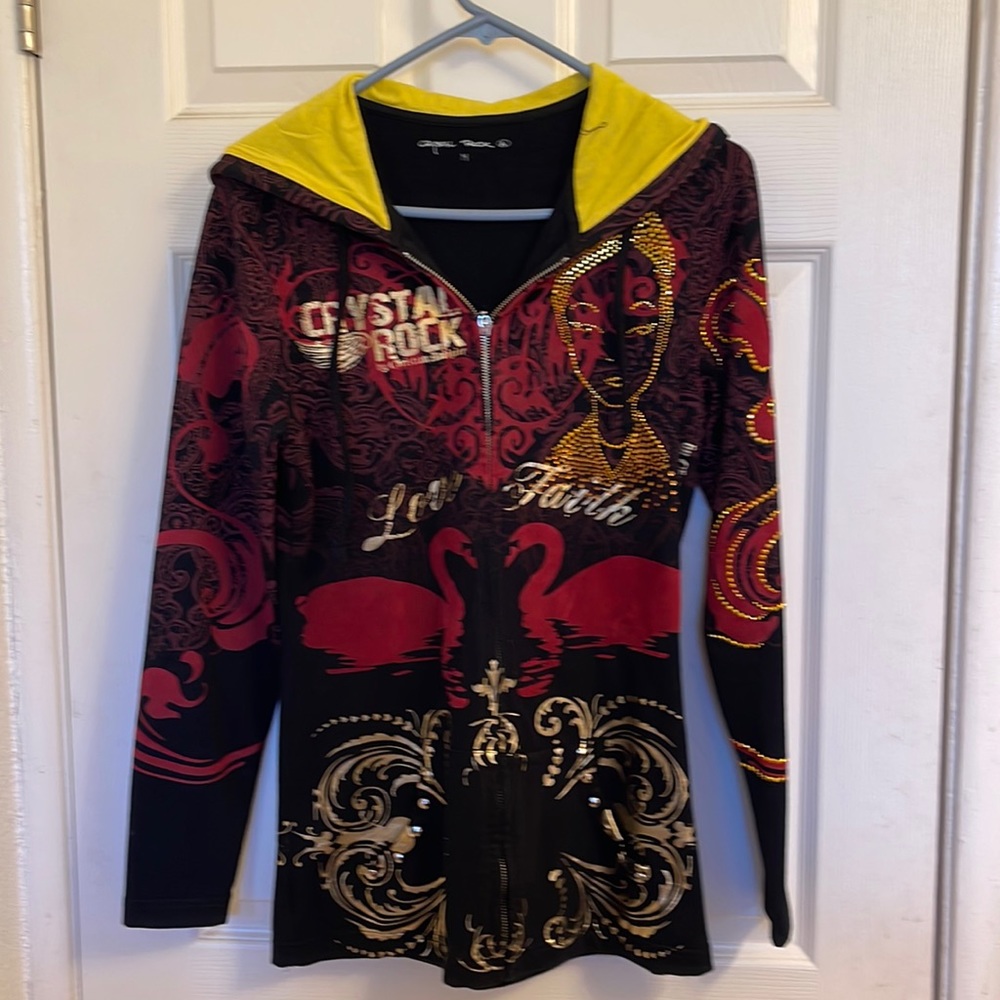 Crystal Rock Womens hoodie with 2 pocket by Christian Audigier.